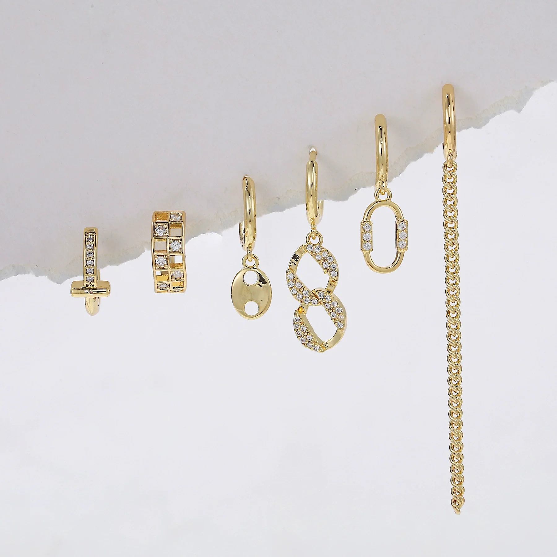 Wholesale Copper Geometric Ushape Inlaid Zircon Women's Earring - Image 4