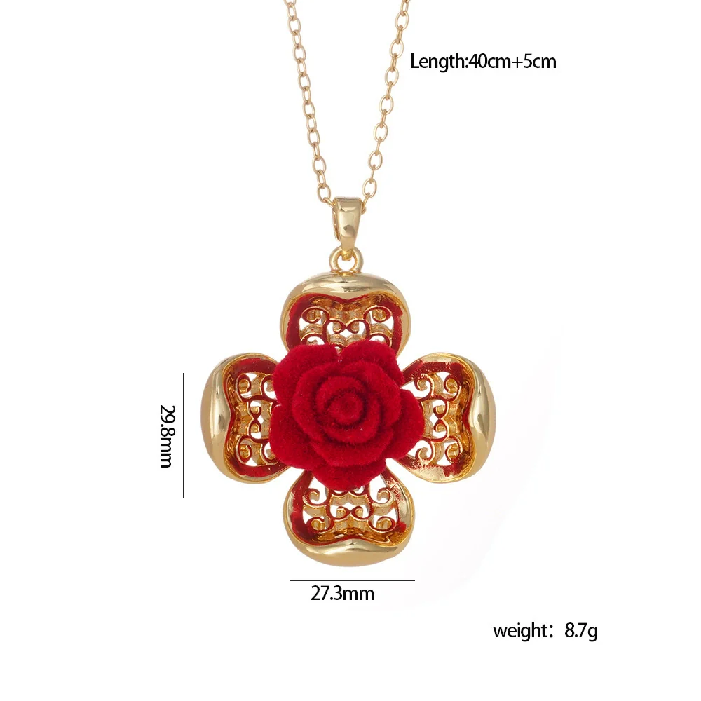 Wholesale Copper Goldplated Flowershaped Pendant Women's Retro Long O Word Chain Necklace For Autumn And Winter Accessories - Image 5