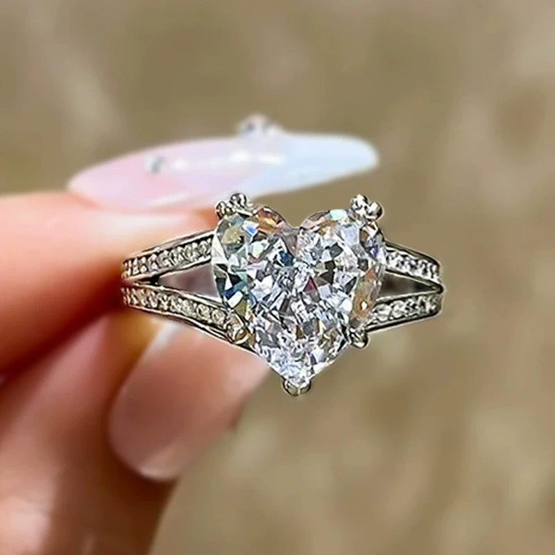 Wholesale Copper Heart Shape Ring With Zircon For Women - Image 2