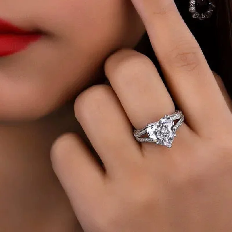 Wholesale Copper Heart Shape Ring With Zircon For Women - Image 4