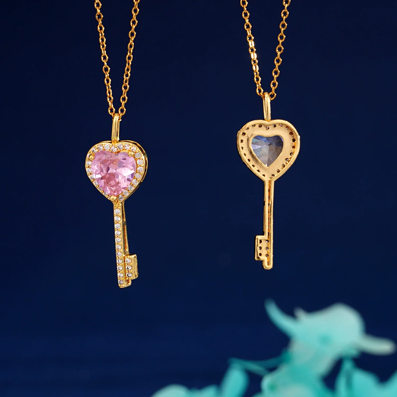 Wholesale Copper Heart Shape Zircon Pendant Necklace With Cross Chain And Electroplating For Women Light Luxury Style - Image 4
