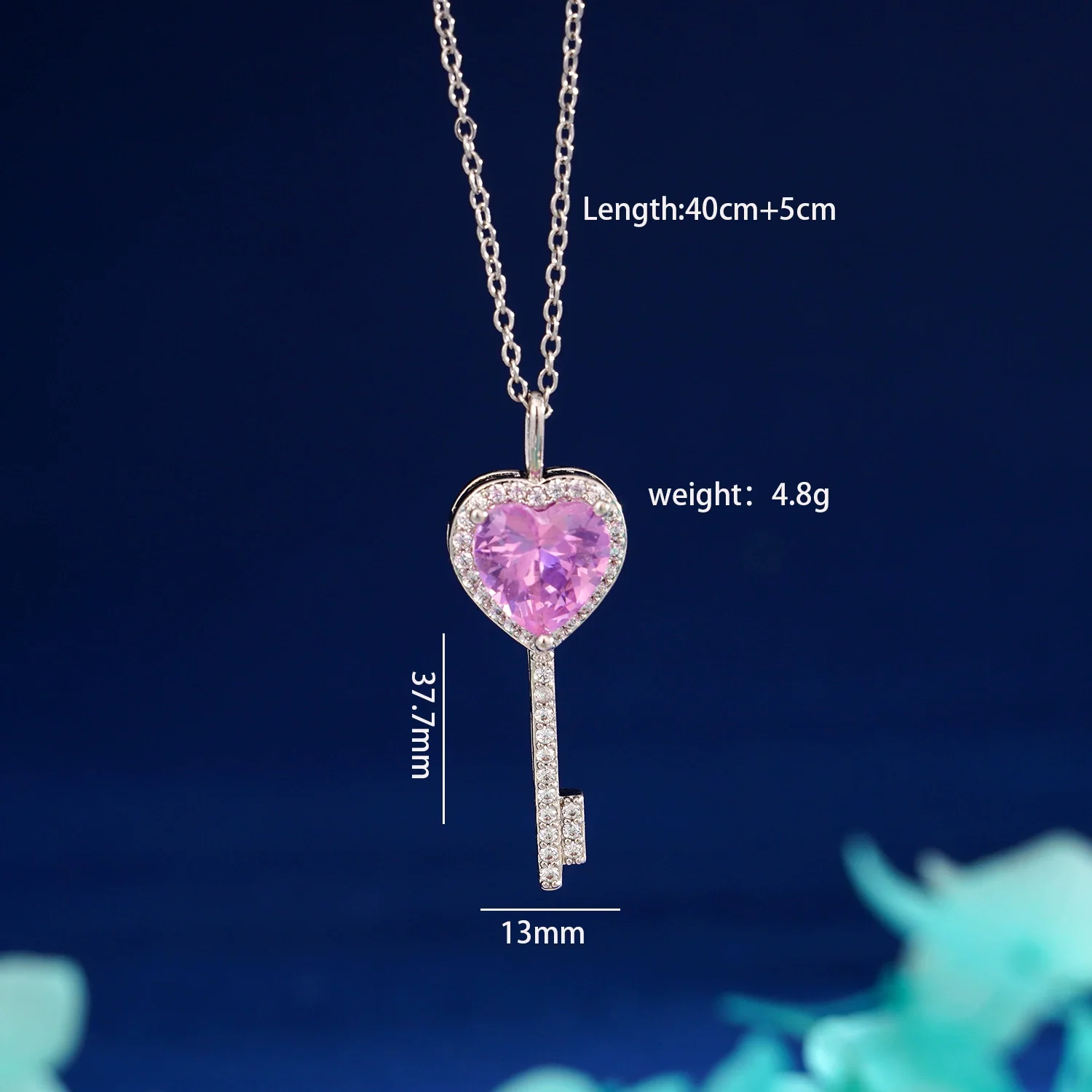Wholesale Copper Heart Shape Zircon Pendant Necklace With Cross Chain And Electroplating For Women Light Luxury Style - Image 7