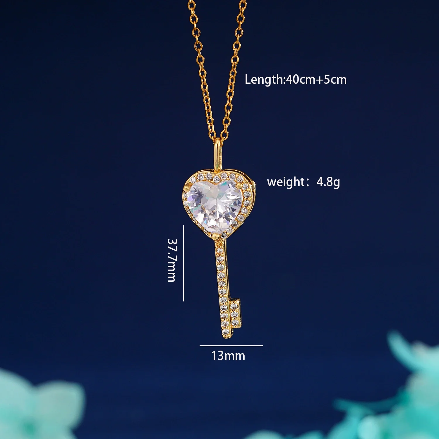 Wholesale Copper Heart Shape Zircon Pendant Necklace With Cross Chain And Electroplating For Women Light Luxury Style - Image 8