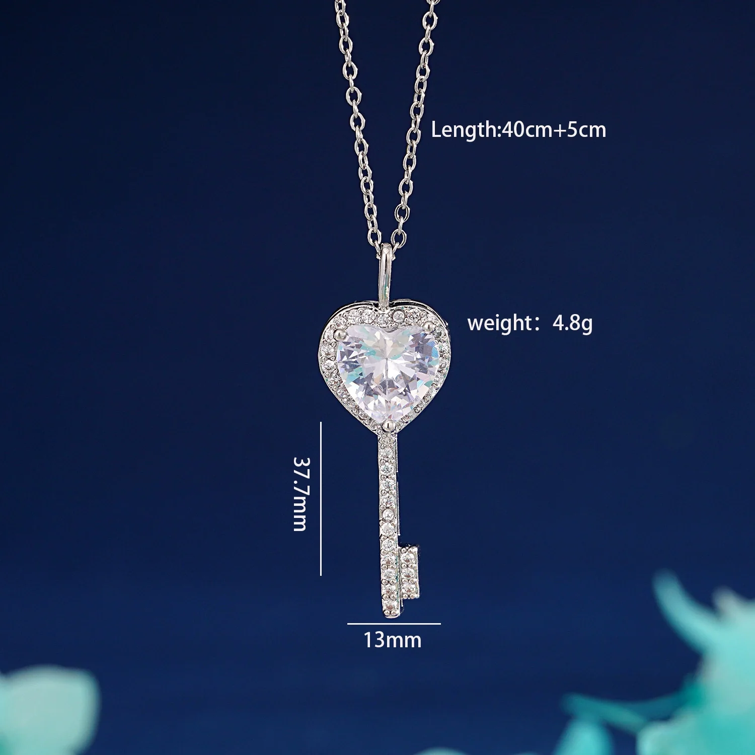 Wholesale Copper Heart Shape Zircon Pendant Necklace With Cross Chain And Electroplating For Women Light Luxury Style - Image 9