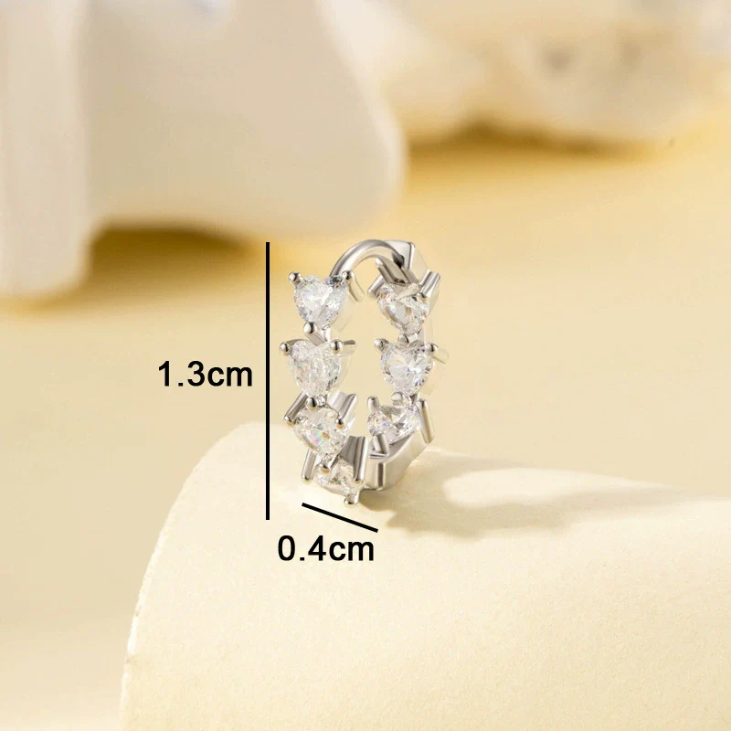 Wholesale Copper Heart Shaped Inlaid Zircon Sweet Style Women's Ear Buckle Earrings
