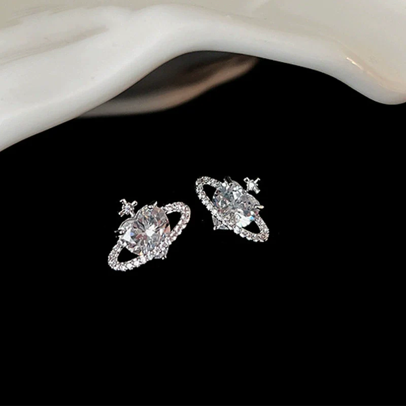Wholesale Copper Heart Shaped Zircon Earrings With Electroplating For Women