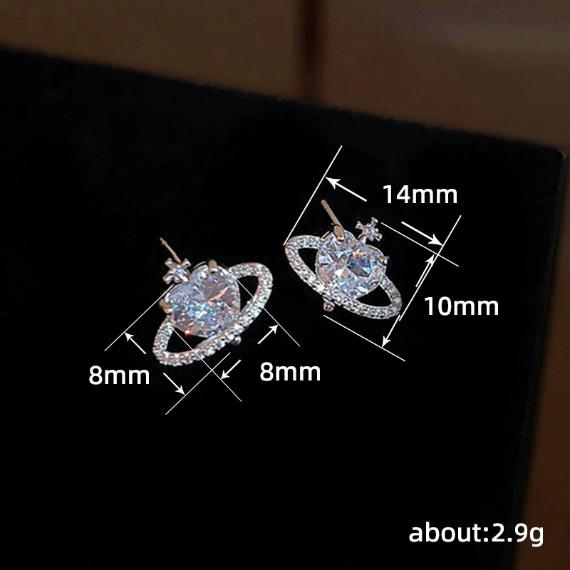 Wholesale Copper Heart Shaped Zircon Earrings With Electroplating For Women - Image 4