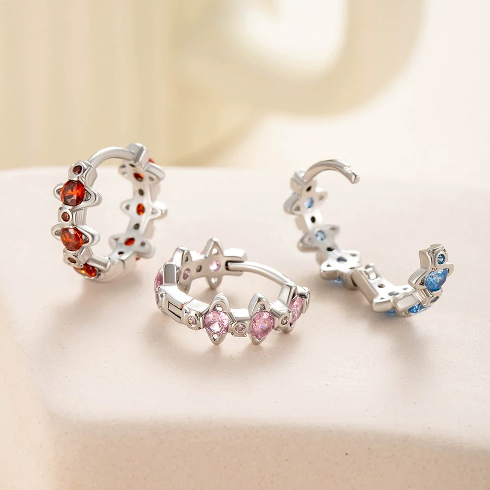 Wholesale Copper Inlaid Zircon Saturn Earring For Girls