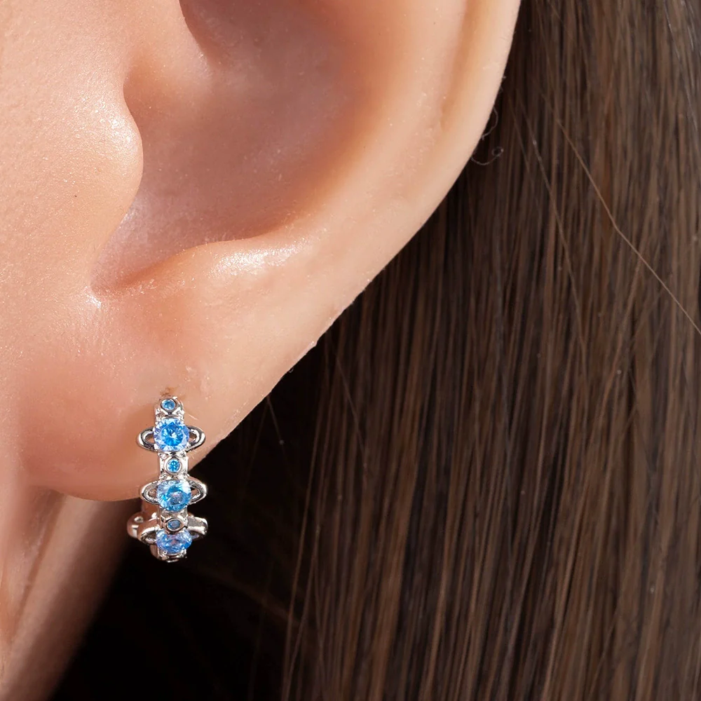 Wholesale Copper Inlaid Zircon Saturn Earring For Girls - Image 2