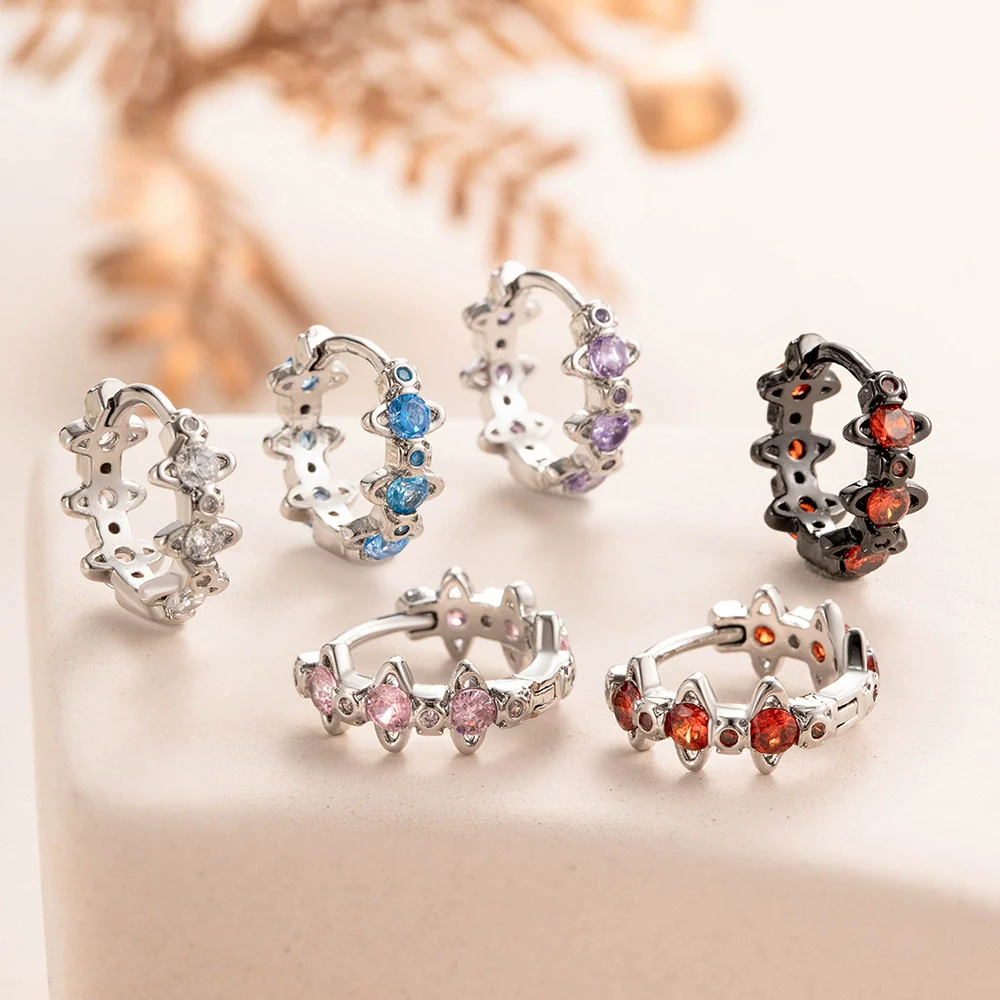 Wholesale Copper Inlaid Zircon Saturn Earring For Girls - Image 3