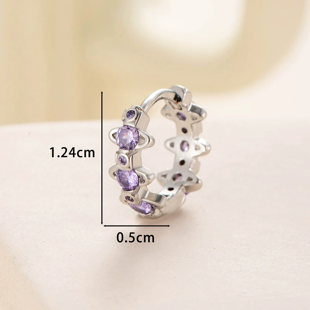 Wholesale Copper Inlaid Zircon Saturn Earring For Girls - Image 9