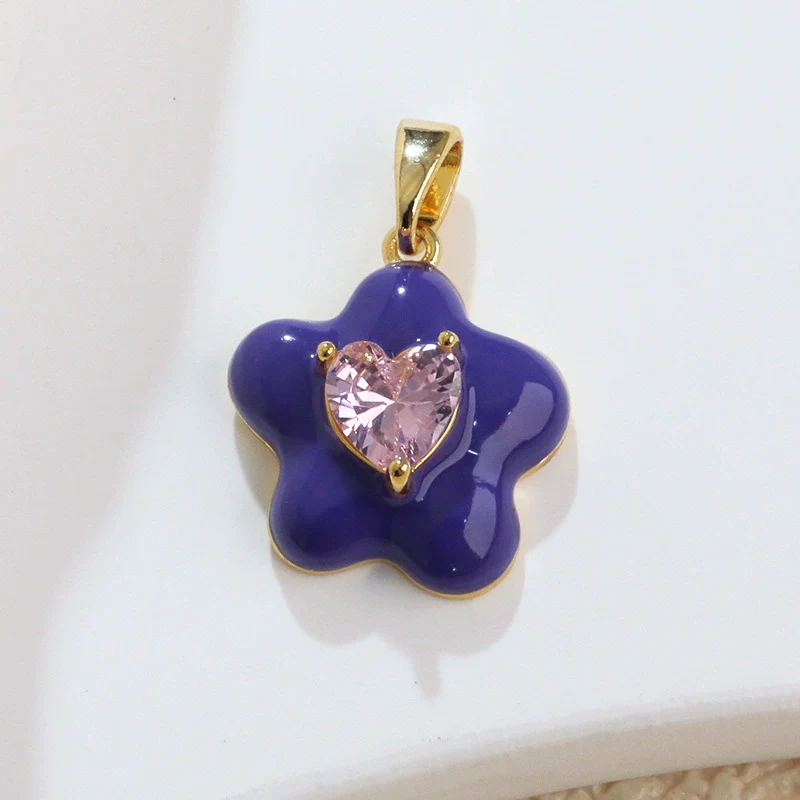 Wholesale Copper Jewelry Lovely Style Geometric And Heart Shape Dripping Oil Necklace Pendant And Ear Accessories - Image 4