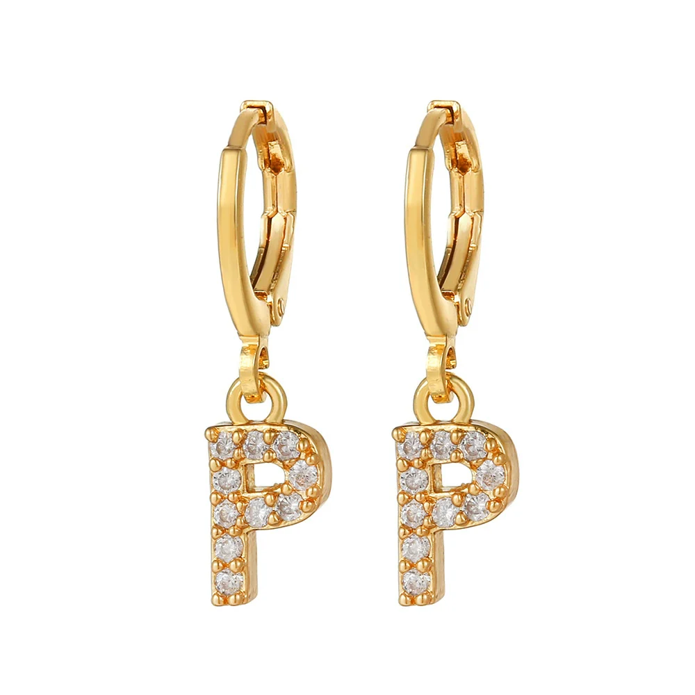 Wholesale Copper Microinlaid Zircon Letter Earring For Women - Image 21