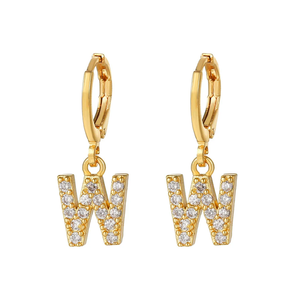 Wholesale Copper Microinlaid Zircon Letter Earring For Women - Image 28