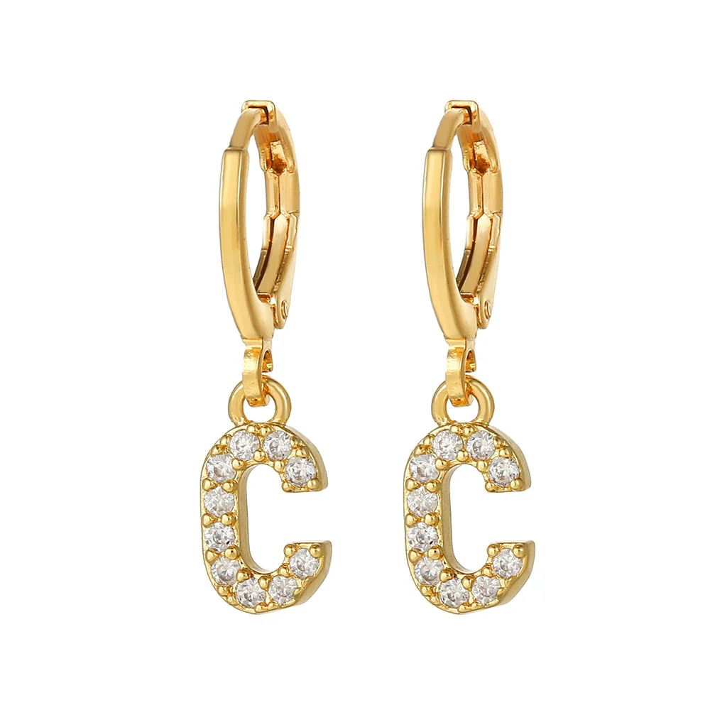 Wholesale Copper Microinlaid Zircon Letter Earring For Women - Image 8