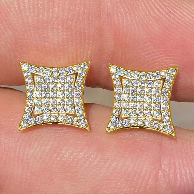 Wholesale Copper Microinlaid Zircon Rhombus Geometric Earrings For Women - Image 2