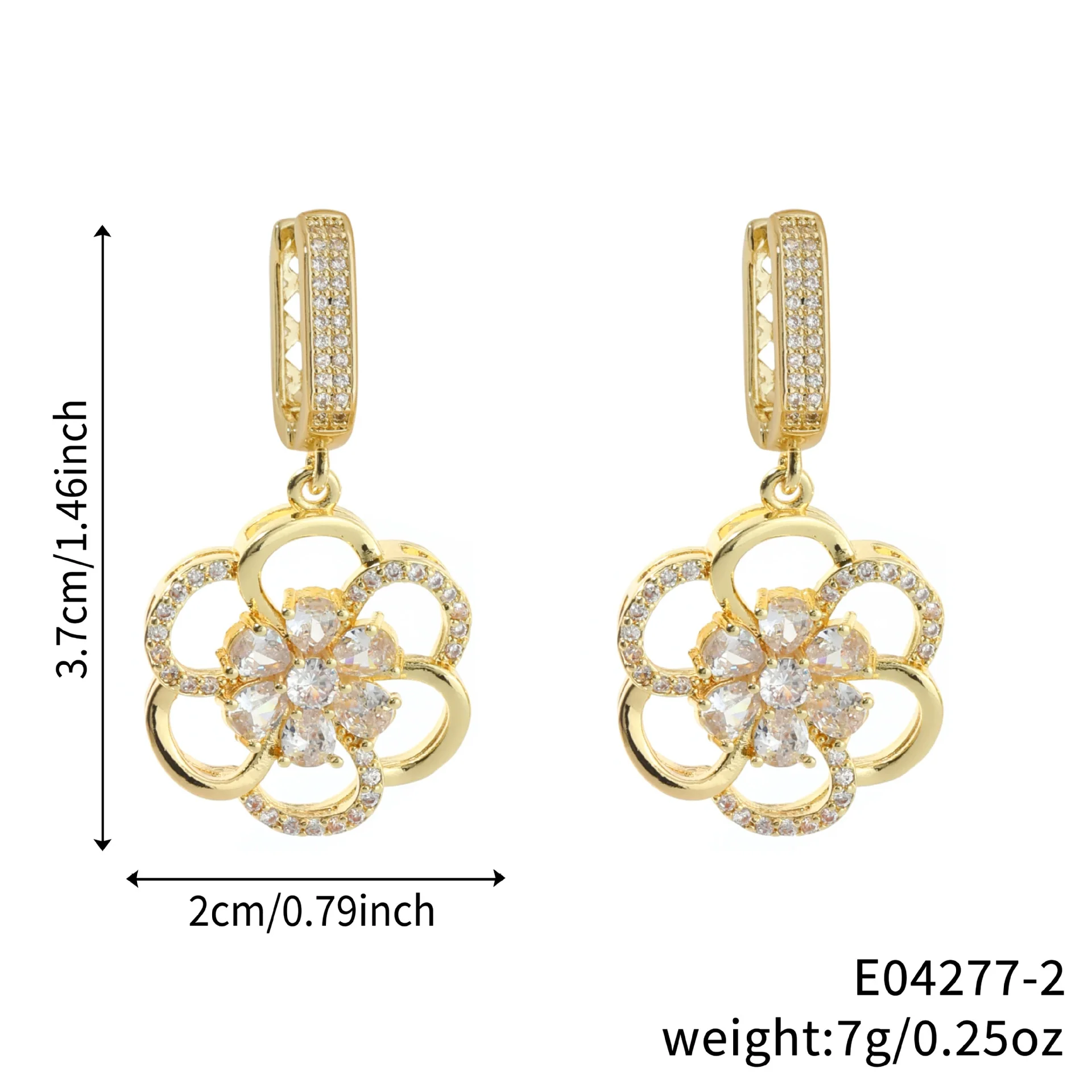 Wholesale Copper Microinlaid Zirconium Petal Fourleaf Clover Women's Earrings - Image 7