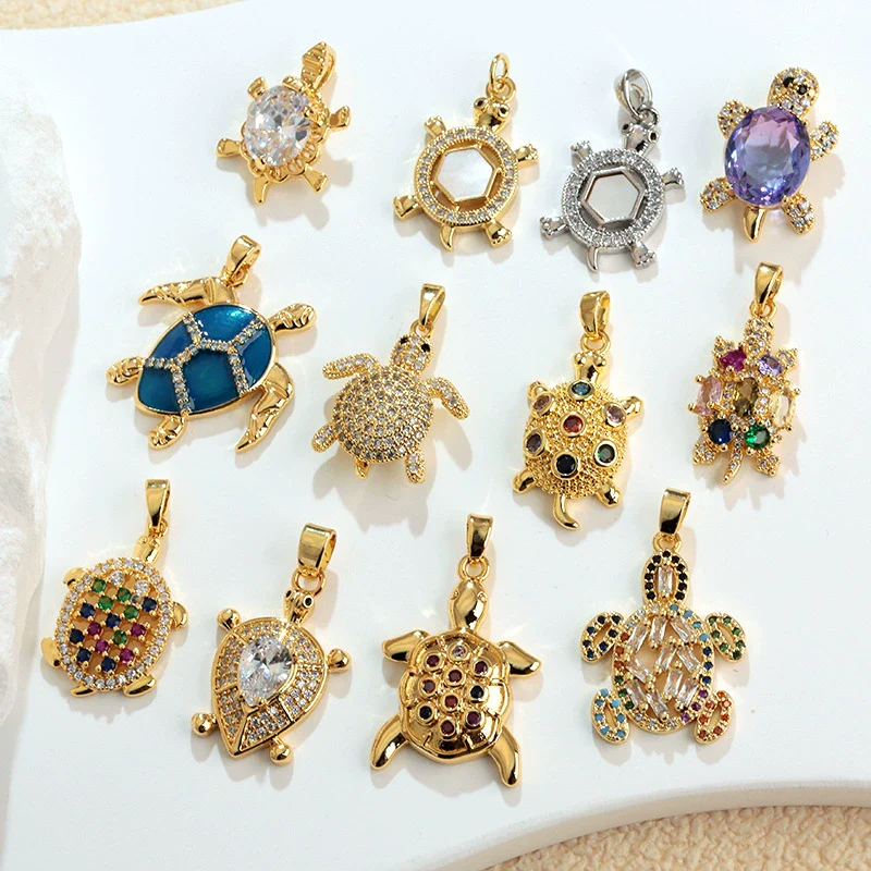 Wholesale Copper Micropaved Animal Zodiac Marine Life Turtle Starfish Necklace Pendant Cartoon Style
