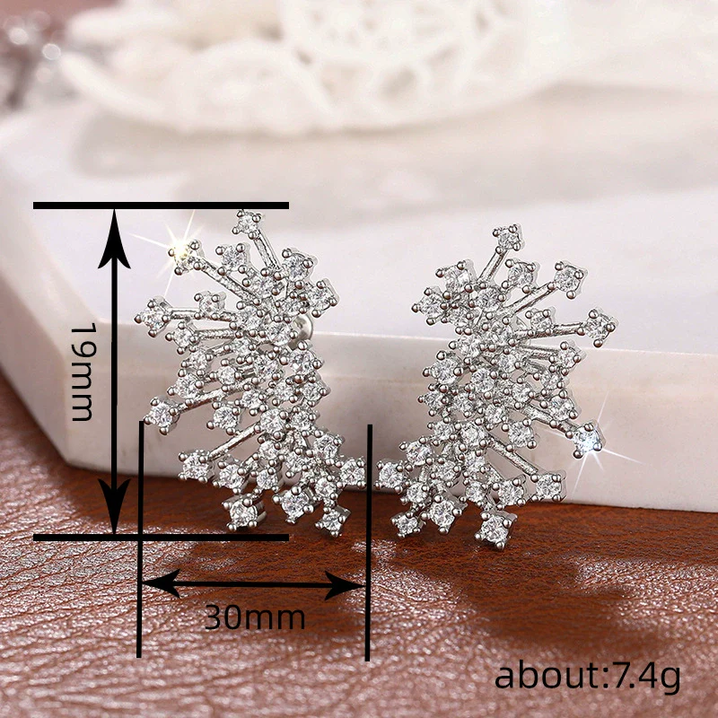 Wholesale Copper Micropaved Zircon Earrings For Women Floral Geometric Design Niche Style - Image 4