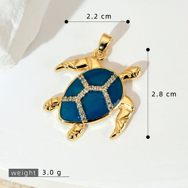 Wholesale Copper Minimalist Animal Zodiac Micropaved Marine Turtle Starfish Necklace Pendant - Image 13