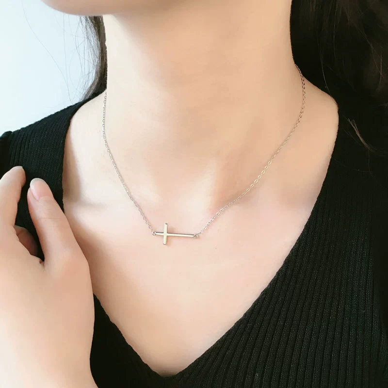 Wholesale Copper Ochain Cross Necklace Electroplated Sweet Style - Image 4