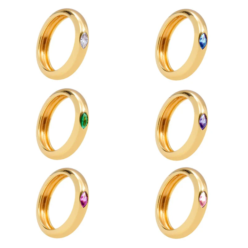 Wholesale Copper Ring With Colorful Zircon And Geometric Pattern Electroplated For Women