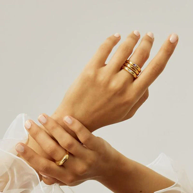 Wholesale Copper Ring With Colorful Zircon And Geometric Pattern Electroplated For Women - Image 2