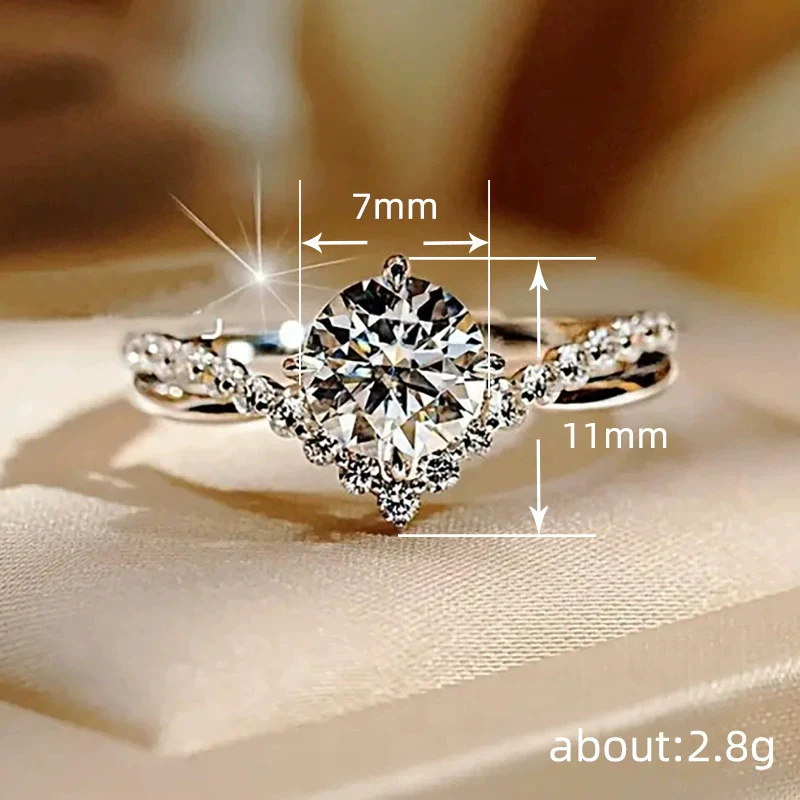 Wholesale Copper Women's Couple Ring With Inlaid Zircon Princess Style Geometric Pattern Four Claw Setting - Image 5