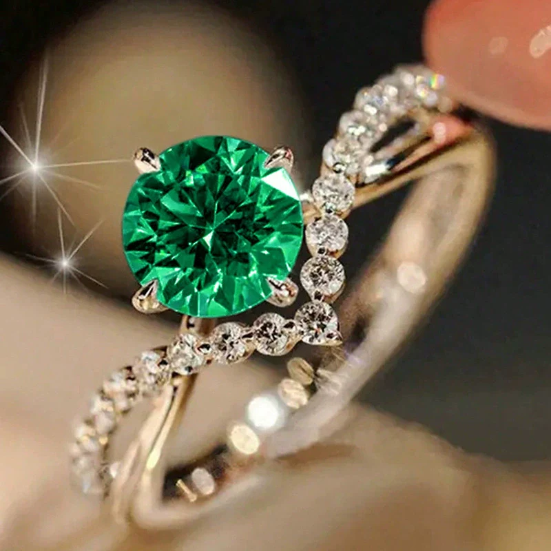 Wholesale Copper Women's Couple Ring With Inlaid Zircon Princess Style Geometric Pattern Four Claw Setting - Image 8
