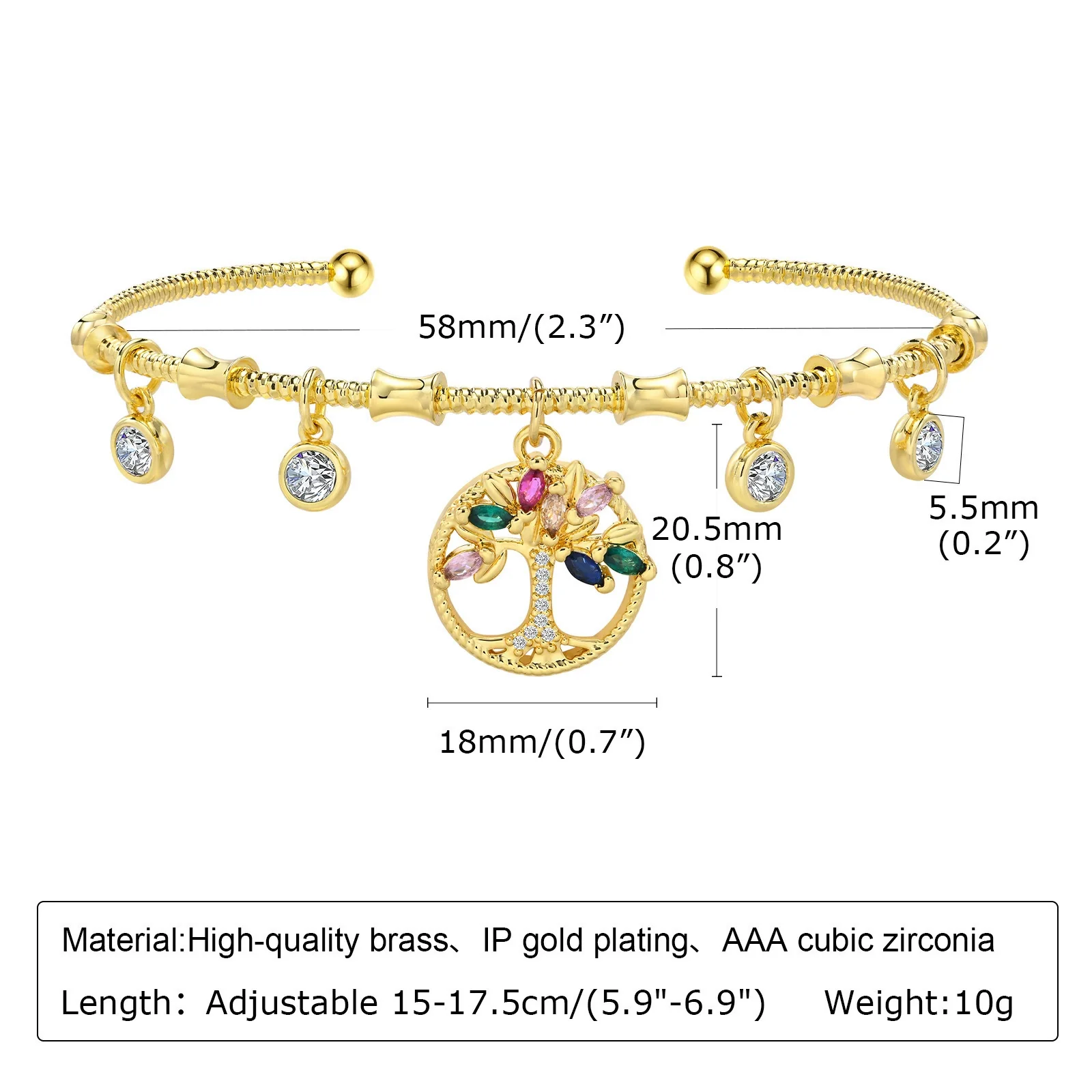 Wholesale Copper Women's Fashion U Shaped Electroplated Zircon Open Bracelet - Image 6