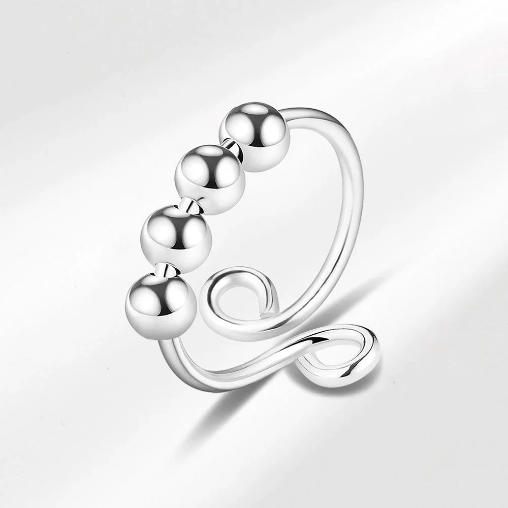 Wholesale Copper Women's Geometric Flower Butterfly Swivel Ring Set With Electroplating - Image 10