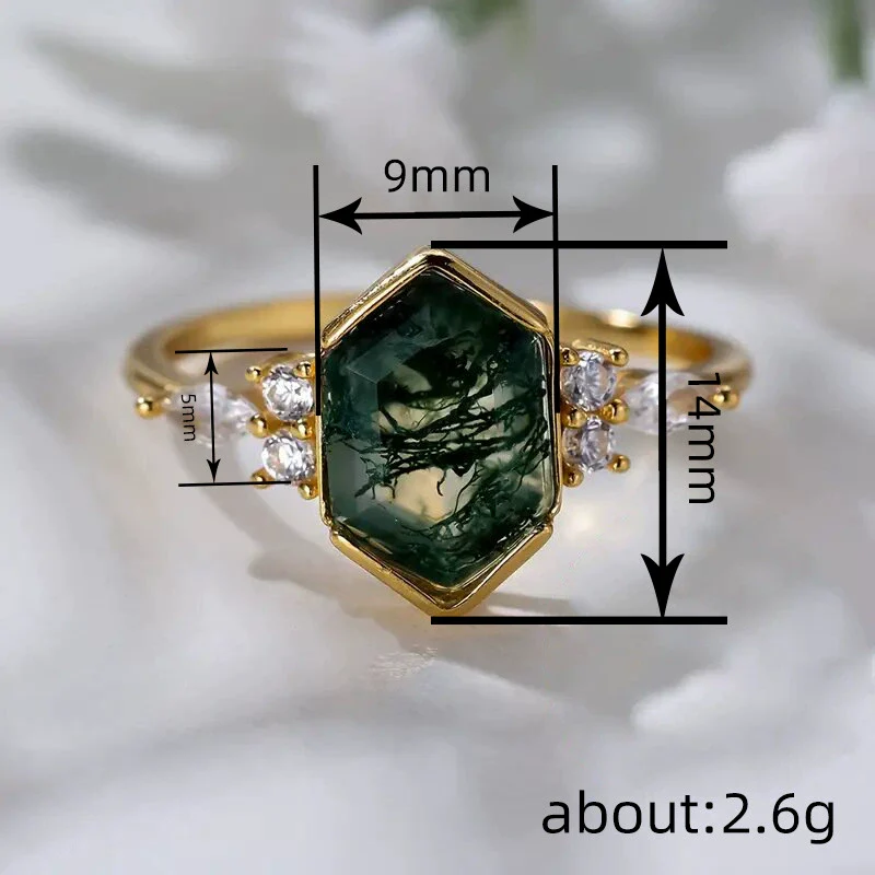 Wholesale Copper Women's Retro Geometric Marquise Hexagonal Ring Set With Zirconia - Image 4