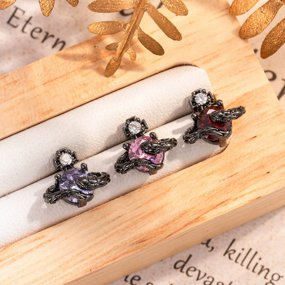 Wholesale Couple Earrings Titanium Steel Animal Zodiac Style With Zirconia Design