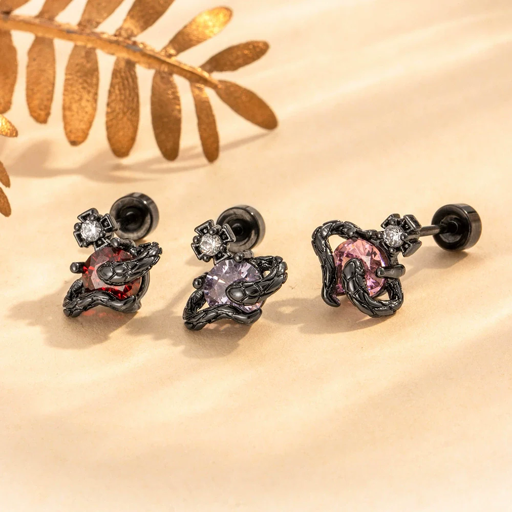 Wholesale Couple Earrings Titanium Steel Animal Zodiac Style With Zirconia Design - Image 3