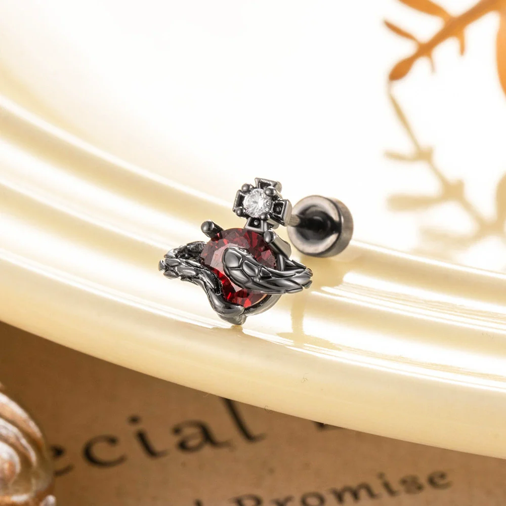 Wholesale Couple Earrings Titanium Steel Animal Zodiac Style With Zirconia Design - Image 5