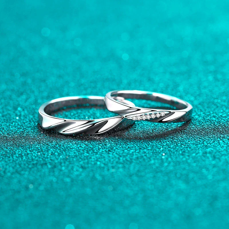 Wholesale Couple Ring 925 Sterling Silver With Star Pattern Plated Pt950 Gold - Image 2