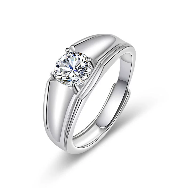 Wholesale Couple Ring Imitation Moissanite Copper Geometric Electroplating - Image 11