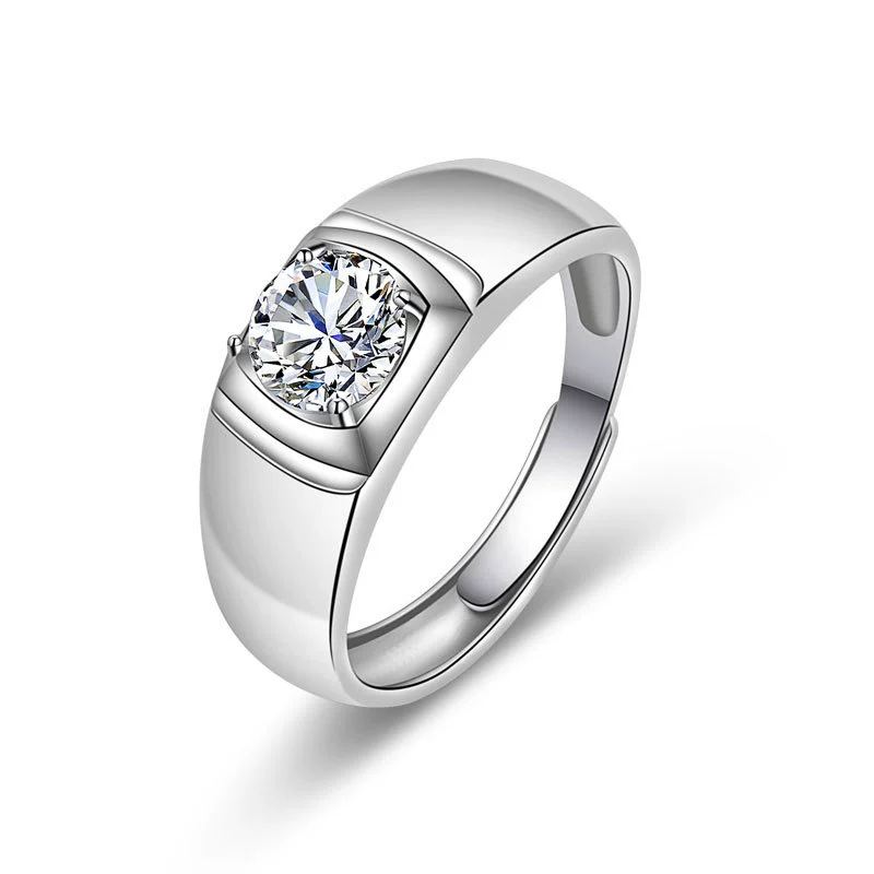 Wholesale Couple Ring Imitation Moissanite Copper Geometric Electroplating - Image 12