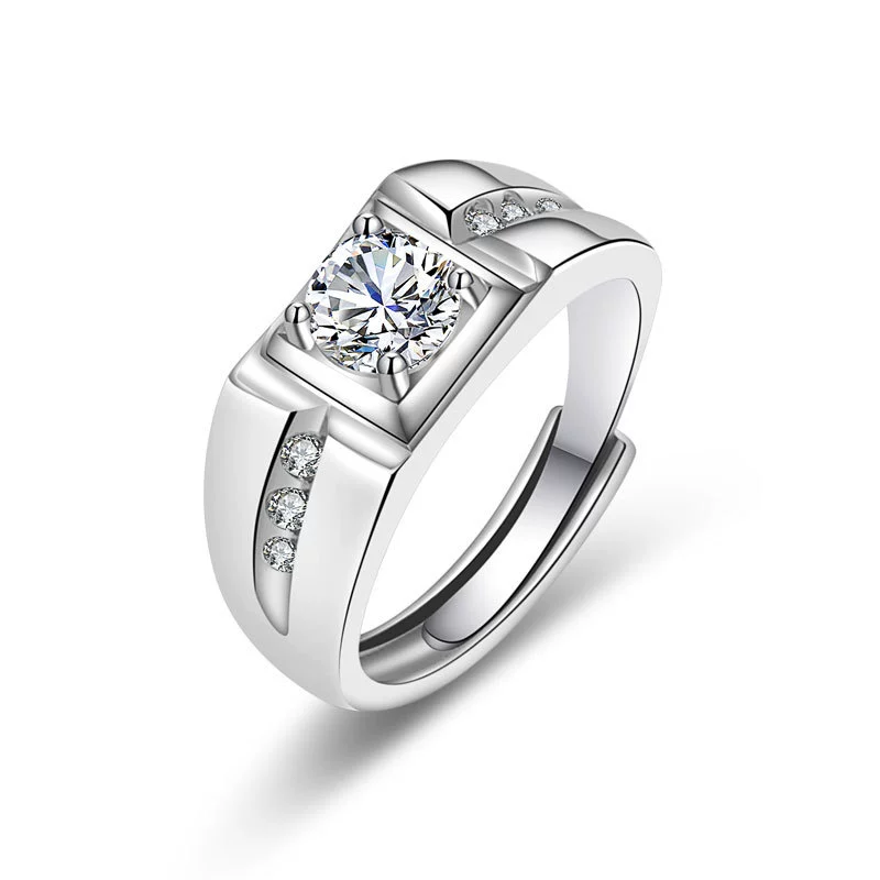 Wholesale Couple Ring Imitation Moissanite Copper Geometric Electroplating - Image 13