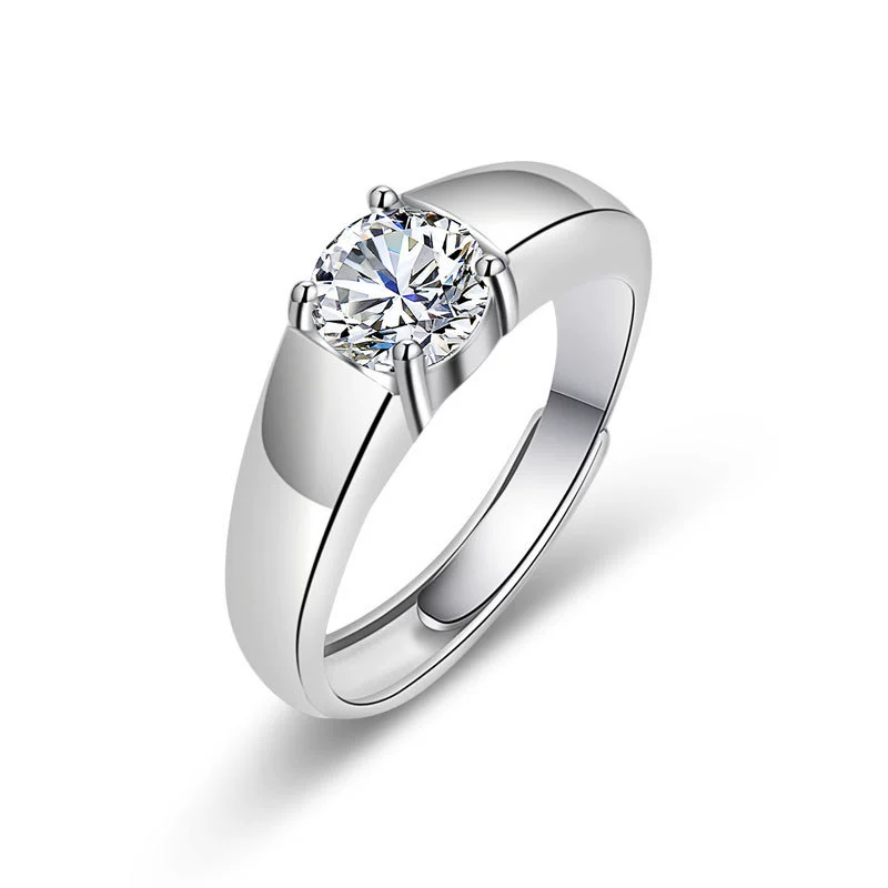Wholesale Couple Ring Imitation Moissanite Copper Geometric Electroplating - Image 14