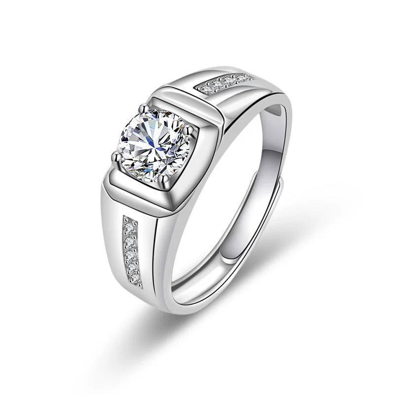 Wholesale Couple Ring Imitation Moissanite Copper Geometric Electroplating - Image 15