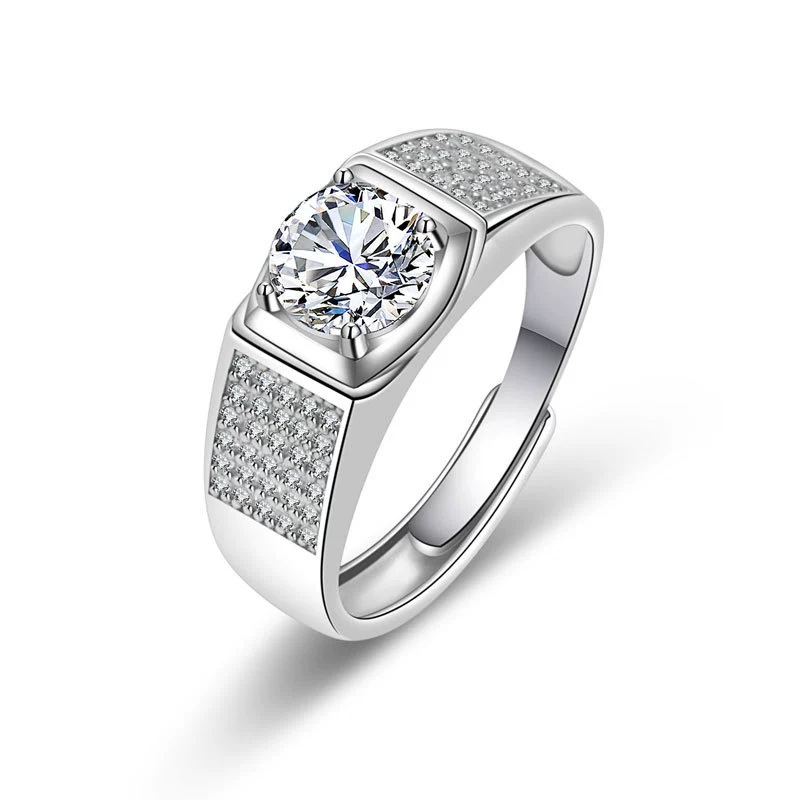 Wholesale Couple Ring Imitation Moissanite Copper Geometric Electroplating - Image 16
