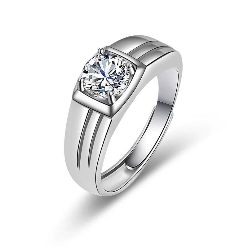 Wholesale Couple Ring Imitation Moissanite Copper Geometric Electroplating - Image 17