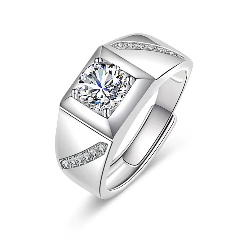 Wholesale Couple Ring Imitation Moissanite Copper Geometric Electroplating - Image 18