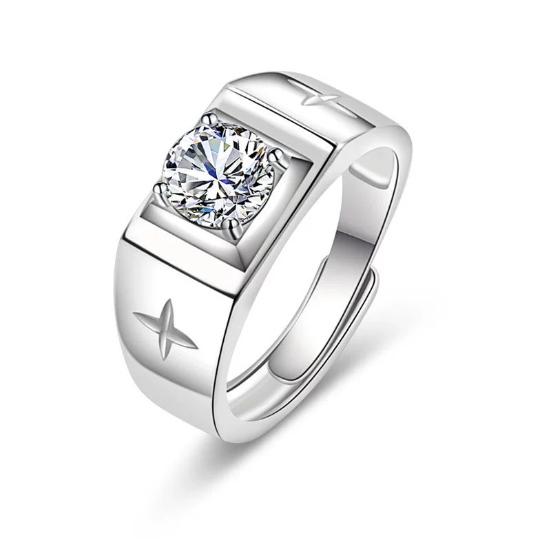 Wholesale Couple Ring Imitation Moissanite Copper Geometric Electroplating - Image 19