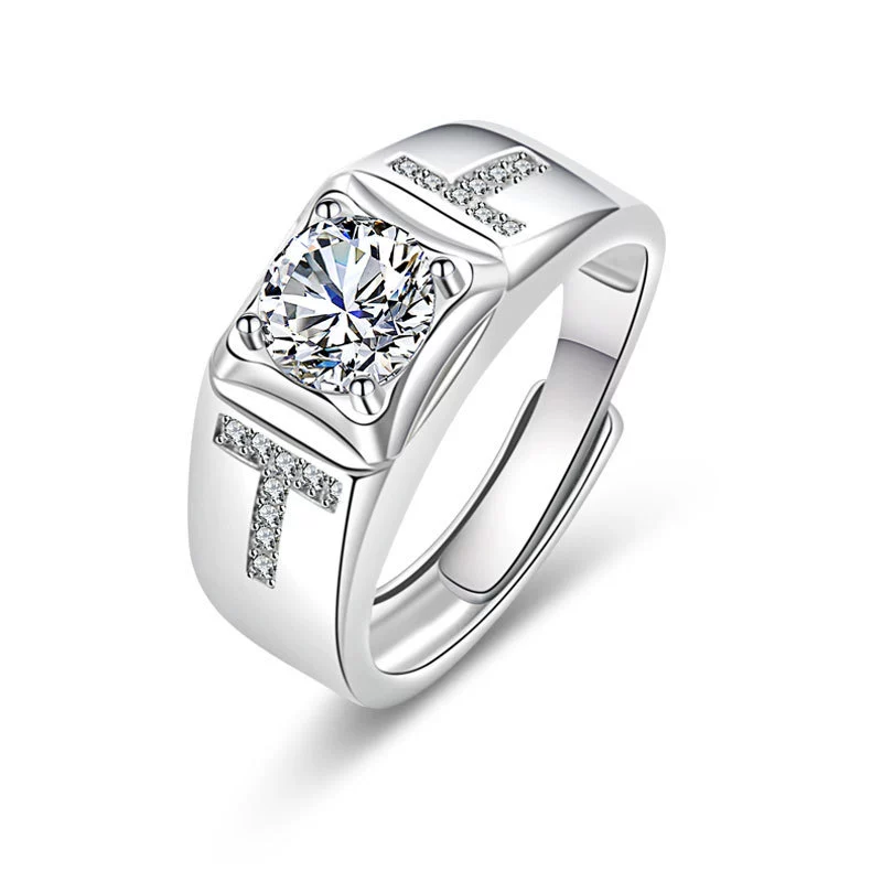 Wholesale Couple Ring Imitation Moissanite Copper Geometric Electroplating - Image 20