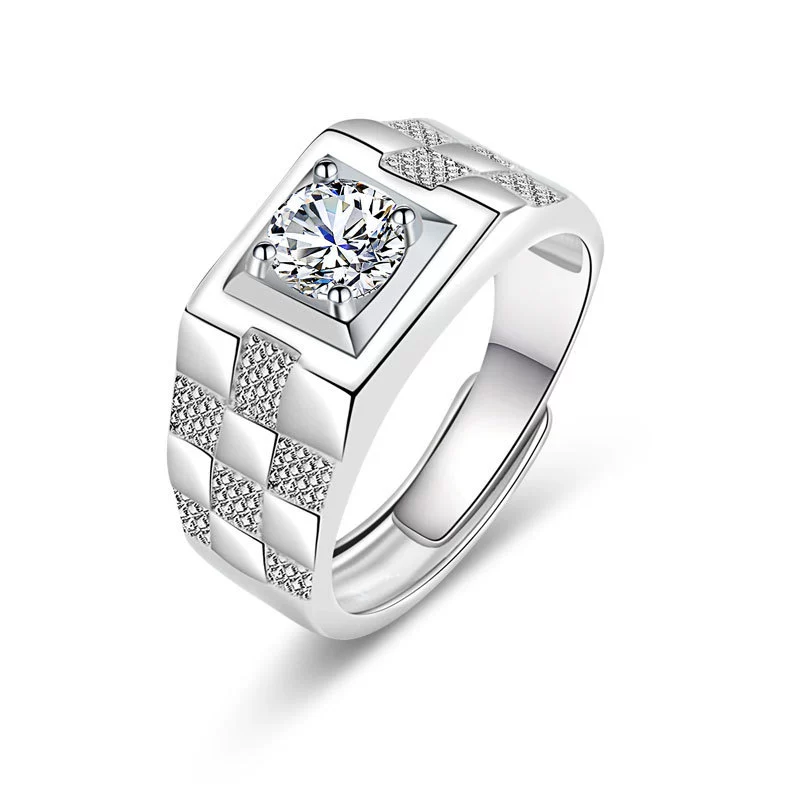 Wholesale Couple Ring Imitation Moissanite Copper Geometric Electroplating - Image 21