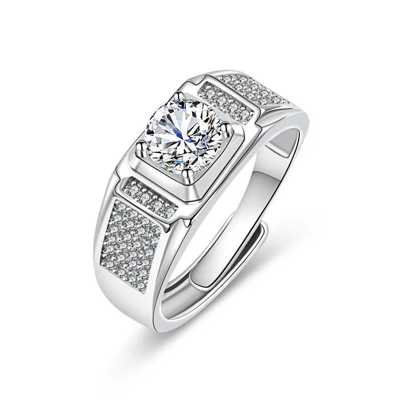 Wholesale Couple Ring Imitation Moissanite Copper Geometric Electroplating - Image 22