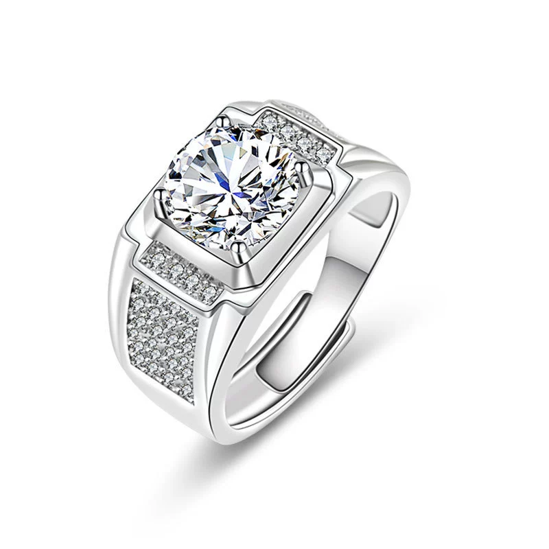 Wholesale Couple Ring Imitation Moissanite Copper Geometric Electroplating - Image 23