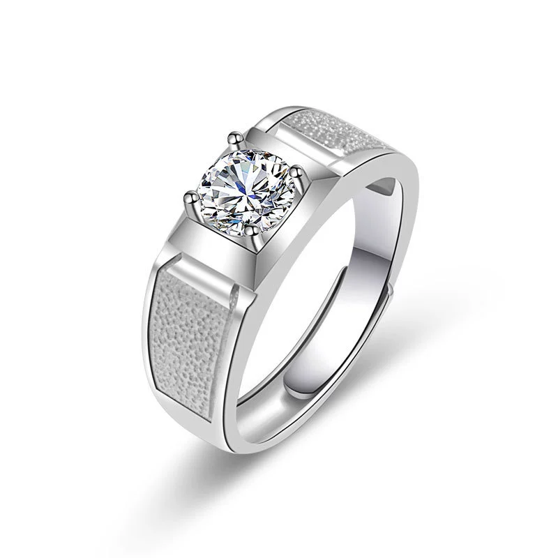 Wholesale Couple Ring Imitation Moissanite Copper Geometric Electroplating - Image 6